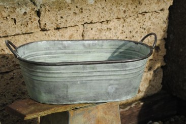 Zinkwanne oval, in antik-grün,hübsches Pflanzgefäß,in 3 Größen lieferbar 43cm