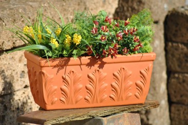 Pflanzkasten,Blumenkasten,Terracotta,Blattmuster,3 Größen wählbar 30cm