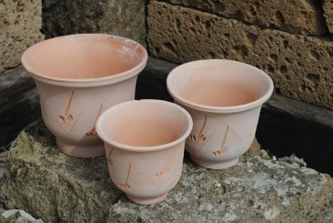 Pflanztöpfe im 3er Set,helle Terracotta,verziert,13/16/20cm,Preisreduziert!! 