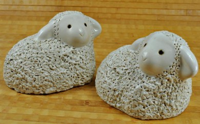 Schafe,2er Set,weiß glasiert,ca.16cm 