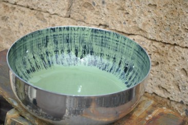 Dekoschale,Metallschale,Edelstahl,farbig emailliert, Schüssel,grün,21cm