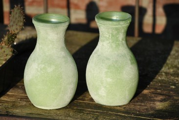 Glasvase,bauchig,2er Set,gefrostet,3 wunderschöne Farben wählbar,15cm hoch moosgrün