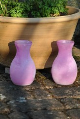 Glasvase,bauchig,2er Set,gefrostet,3 wunderschöne Farben wählbar,15cm hoch pink