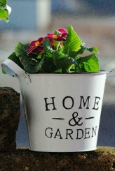 Metalltöpfe,weiß,"Home & Garden"frische Frühlingsdeko,rund,2er Set 15cm