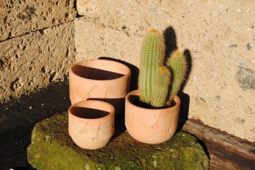 Pflanztöpfe im 3er Set,helle Terracotta,verziert,10/13/16cm,Preisreduziert!! 