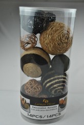 Dekokugeln aus Naturmaterialien,13teilig,bis 10cm hellbraun