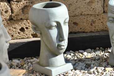 Frauenkopf, bepflanzbar, terracotta ,grau, 41cm, frostbeständig 
