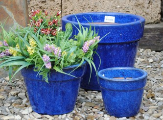 Pflanzkübel basic,Pflanzgefäß,Blumentopf,tolles blau,frostfest!3 Größen wählbar 38cm