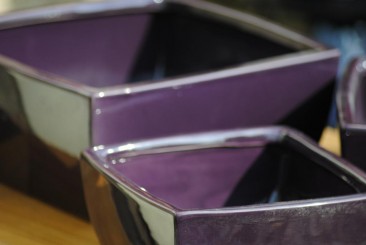 Schalenset, aubergine, eckig, bis 25cm 