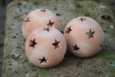 Dekokugel, Sternkugel aus terracotta, frostfest 12cm,2er Set