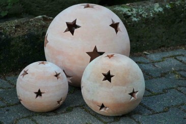 Dekokugeln, Sternkugeln,3er Set, terracotta, frostfest 