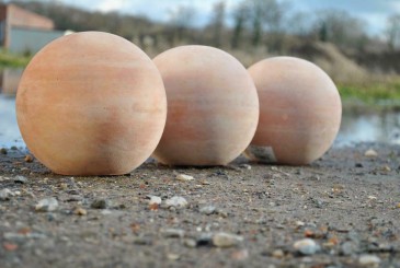 Dekokugel, Rosenkugel aus terracotta, frostfest 12cm,3er Set