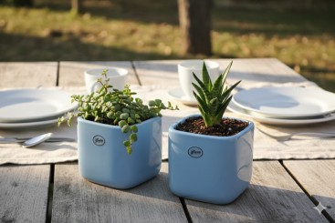 Übertöpfe,hellblau,eckig,modernes,schlichtes Design,2er Set 