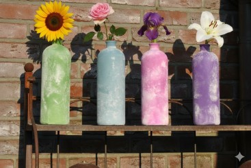 Glasvase,Flasche,gefrostet,4 wunderschöne Farben wählbar,33cm hoch 