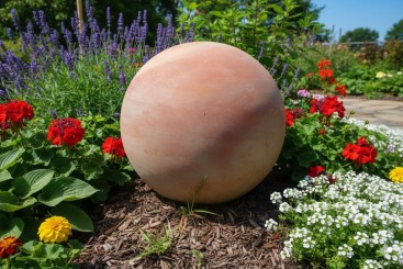 Dekokugel, Rosenkugel aus terracotta, frostfest 17cm