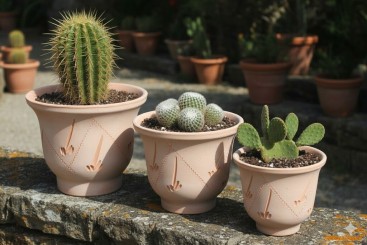 Pflanztöpfe im 3er Set,helle Terracotta,verziert,13/16/20cm,Preisreduziert!! 