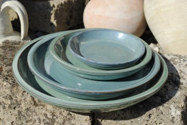 Vogeltränke,Untersetzer,wunderschönes jadegrün,glasiert,4 Größen wählbar 34,5cm