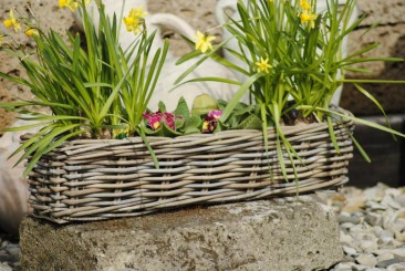 Weidenkorb,Blumenkasten,sehr stabil,bepflanzbar,naturbelassen,drei Größen lieferbar 58cm