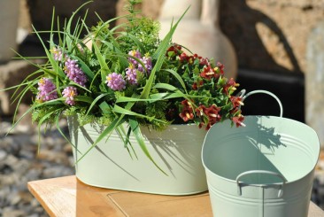 Zinkwanne,oliv-grün,oval,28cm lang,im 2er Set 28cm