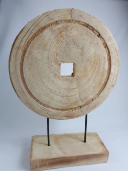 Designobjekt,dekorative Holzscheibe auf Fuss,46cm hoch natur