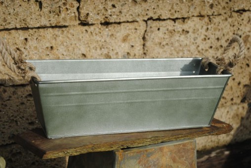 Zinkwanne-kasten mit Kordelgriff,antik-grün,Pflanzgefäß,44cm,Art123183 