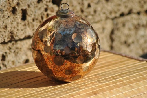 Glaskugel zum Hängen,antik-kupfer,15cm 