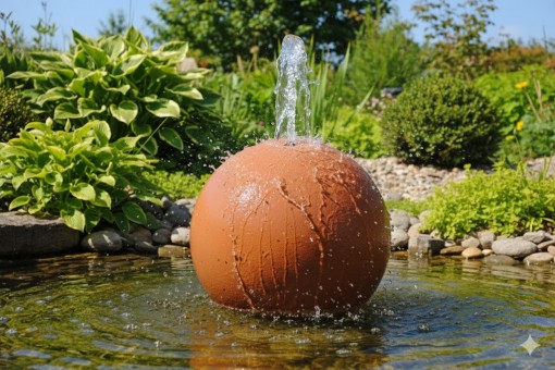 Terracottakugel mit Bohrung 16mm,für Wasserspiele,3 Größen wählbar 