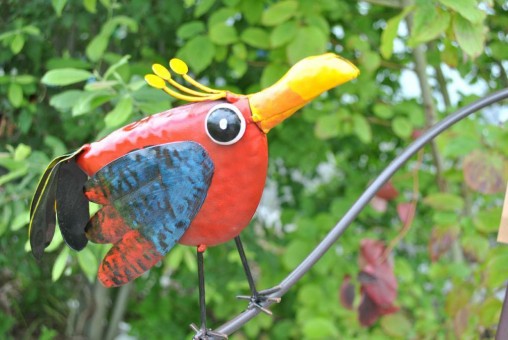 Windspiel,Gartenwippe mit hübschem bunten Metallvogel,100cm hoch Art.259