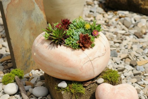 Herzen aus Terracotta,bepflanzbar 