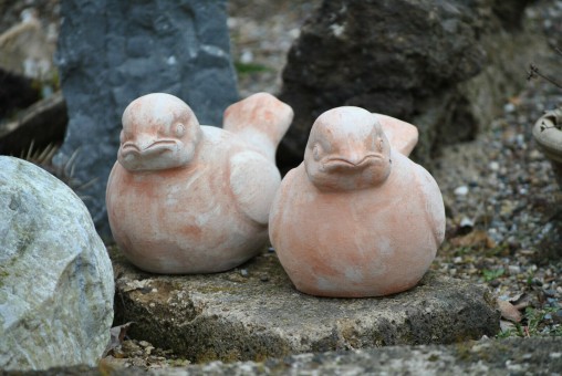 Vögel aus Terracotta,Gartendeko,20cm,2er Set 